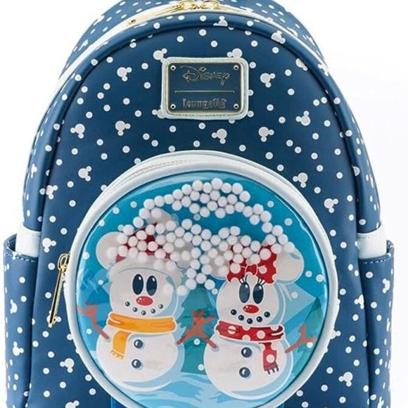 Loungefly Handbags - Loungefly Disney Mickey & Minnie Snow Globe Mini Backpack New with Tags!!!